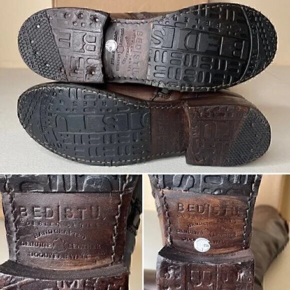 BED STU Manchester Distressed Tall Leather Riding Boots Teak Brown Size 6 - Picture 13 of 16